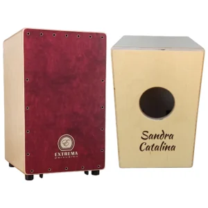 Cajón Flamenco Profesional Personalizado modelo Estudio Tapa Roja de Extrema Percusión