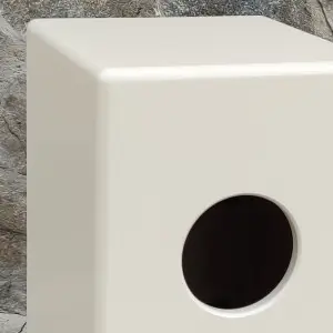 Esquinas redondeadas y agujero regruesado de cajon flamenco esencia lacado en blanco-crema